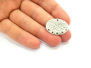 2 Silver Plated Connector Antique Silver Plated Brass Hammered Charms (27x25mm)  G8465