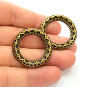 2 Antique Bronze Circle Connector Pendant (34mm) G8205
