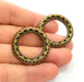 2 Antique Bronze Circle Connector Pendant (34mm) G8205