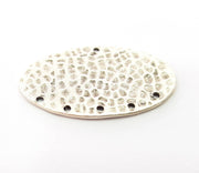 Silver Plated Connector Antique Silver Plated Brass Hammered Charms (37x21mm)  G8469