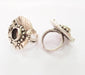 Silver Ring Blank Base Bezel Settings Cabochon Base Mountings Adjustable (10mm Blank) , Antique Silver Plated Brass G8473
