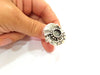 Silver Ring Blank Base Bezel Settings Cabochon Base Mountings Adjustable (10mm Blank) , Antique Silver Plated Brass G8473
