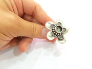 Silver Ring Blank Base Bezel Settings Cabochon Base Mountings Adjustable (10mm Blank) , Antique Silver Plated Brass G8479