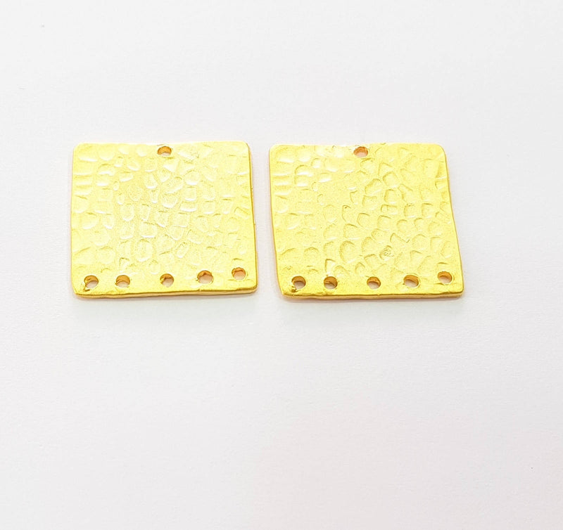 2 Gold Plated Square Connector Gold Plated Brass Charms (21mm)  G8492