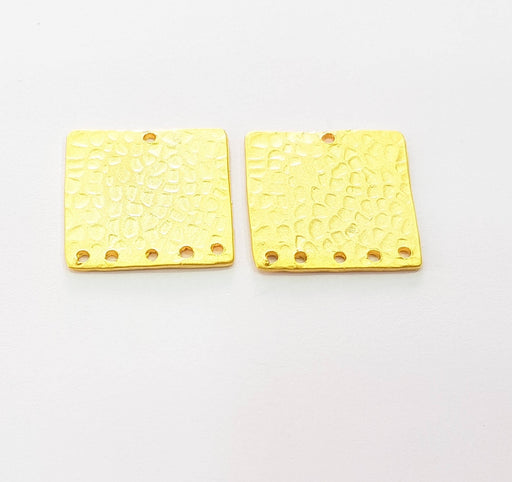 2 Gold Plated Square Connector Gold Plated Brass Charms (21mm)  G8492