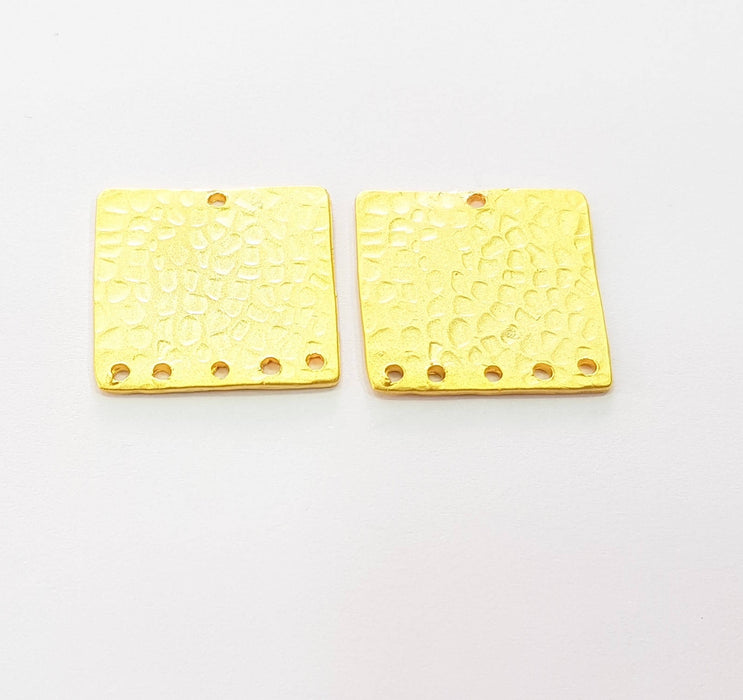 2 Gold Plated Square Connector Gold Plated Brass Charms (21mm)  G8492