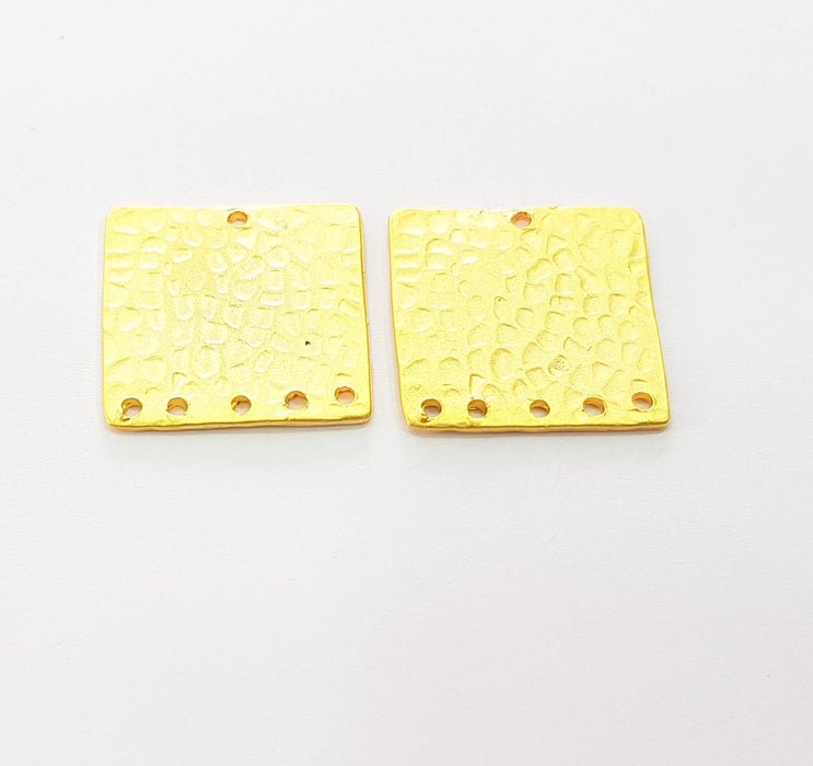 2 Gold Plated Square Connector Gold Plated Brass Charms (21mm)  G8492