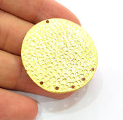 Hammered Connector Gold Plated Brass Charms (40mm)  G8503