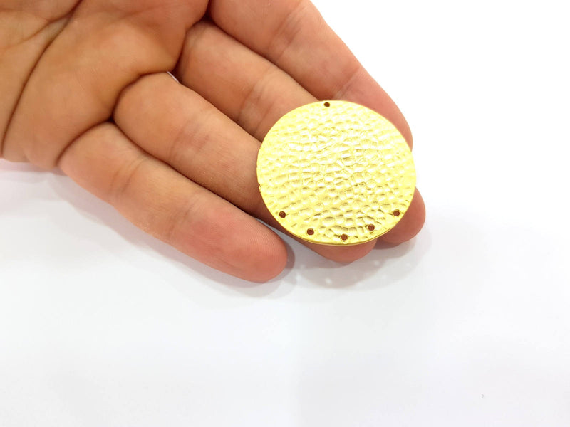 Hammered Connector Gold Plated Brass Charms (40mm)  G8503