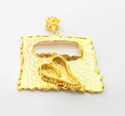 Gold Pendant Blank Base Setting Necklace Blank Resin Blank Mountings Gold Plated Brass ( 58x52mm blank ) G8496
