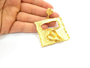 Gold Pendant Blank Base Setting Necklace Blank Resin Blank Mountings Gold Plated Brass ( 58x52mm blank ) G8496
