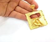 Gold Pendant Blank Base Setting Necklace Blank Resin Blank Mountings Gold Plated Brass ( 58x52mm blank ) G8496