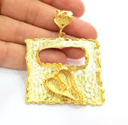 Gold Pendant Blank Base Setting Necklace Blank Resin Blank Mountings Gold Plated Brass ( 58x52mm blank ) G8496