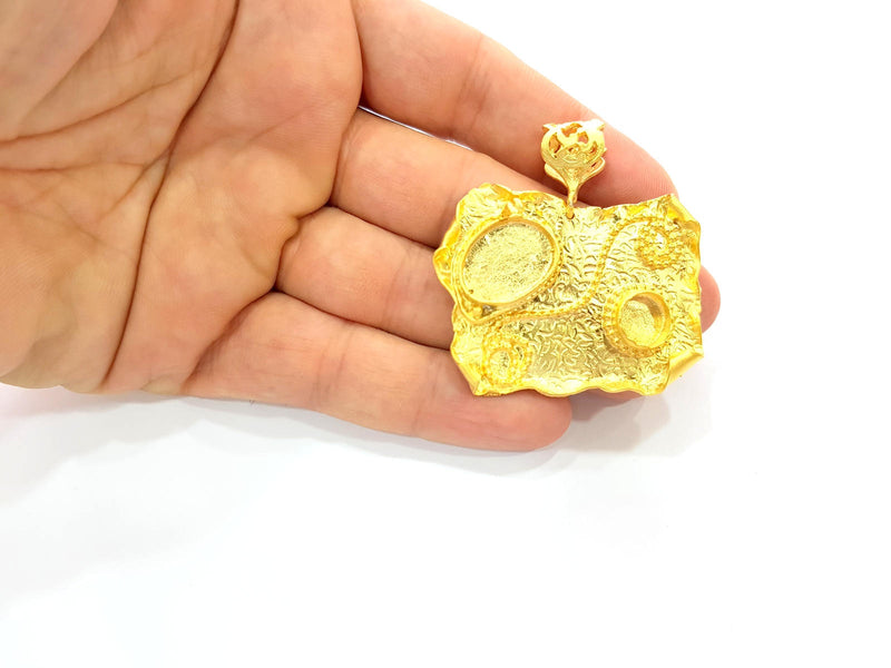 Gold Pendant Blank Base Setting Necklace Blank Resin Blank Mountings Gold Plated Brass ( 52x50mm blank ) G8497