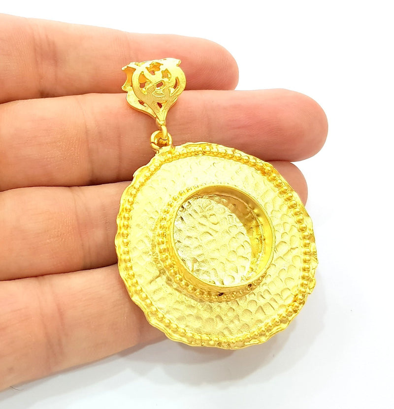 Gold Pendant Blank Base Setting Necklace Blank Resin Blank Mountings Gold Plated Brass ( 20mm blank ) G13682