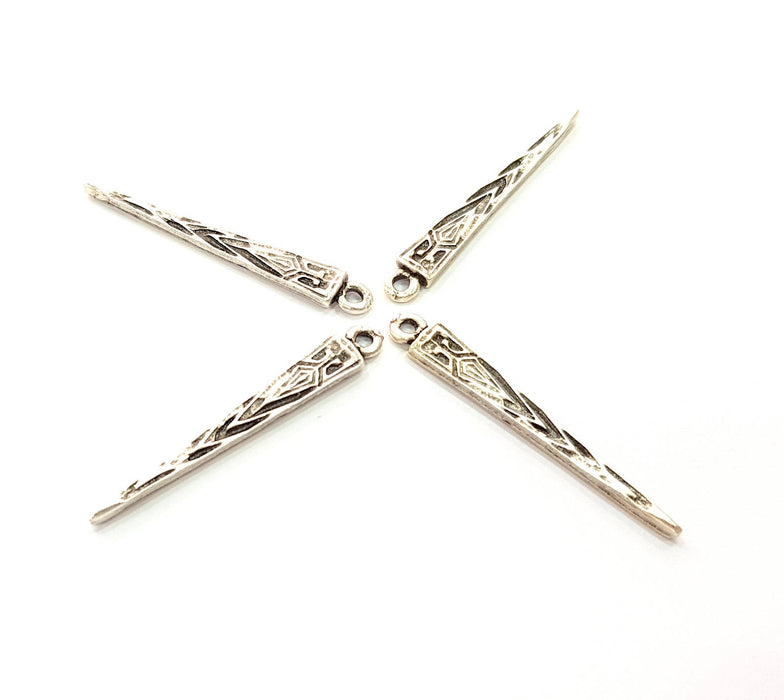 20 Spike Charms Silver Charms Antique Silver Plated Charms (38x5mm) G9095
