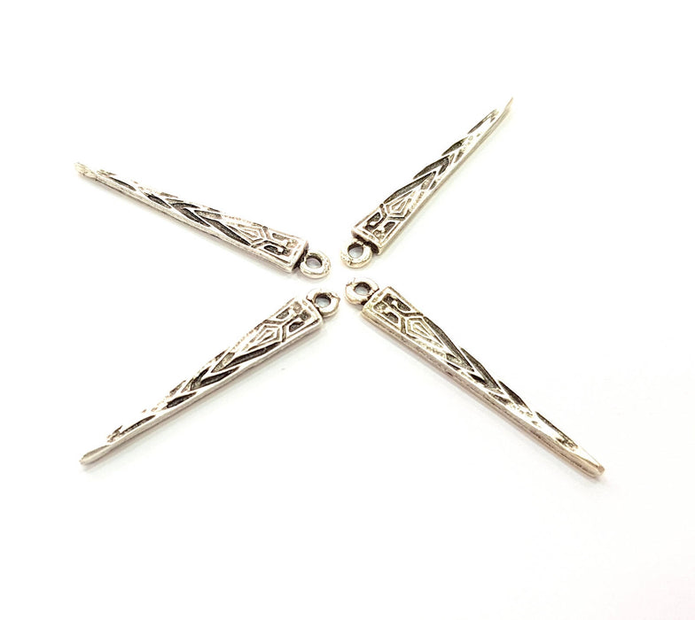 10 Spike Charms Silver Charms Antique Silver Plated Charms (38x5mm) G9095