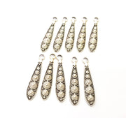 50 Silver Charms Antique Silver Plated Charms (34x6mm) G8501