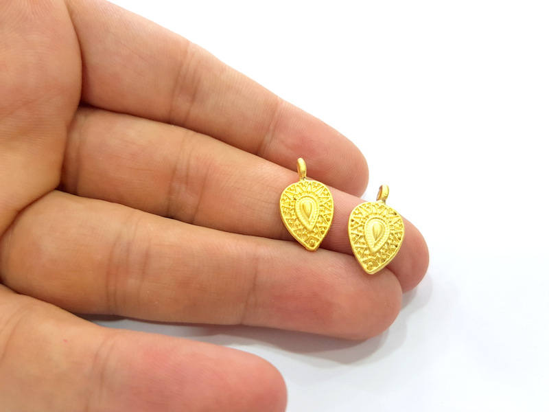 2 Gold Drop Charms Gold Plated Charms  (19x11mm)  G8210