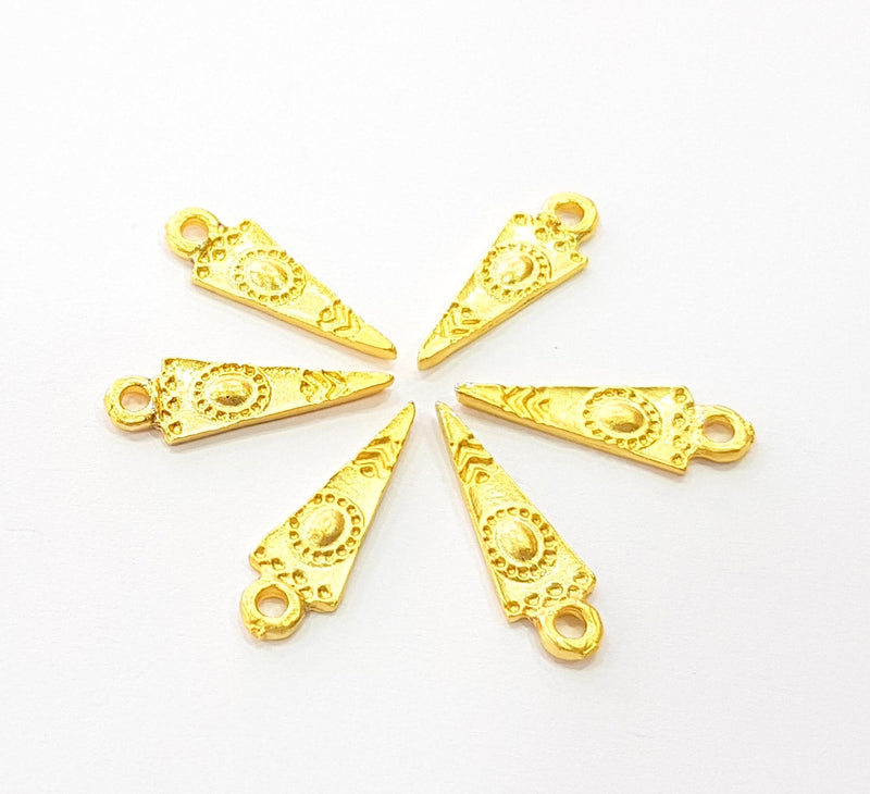 10 Gold Charm Ethnic Charm Tribal Charms Gold Plated Charms  (20x6mm)  G8508