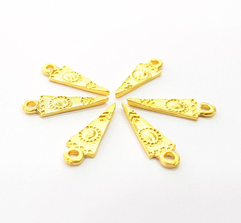 10 Gold Charm Ethnic Charm Tribal Charms Gold Plated Charms  (20x6mm)  G8508