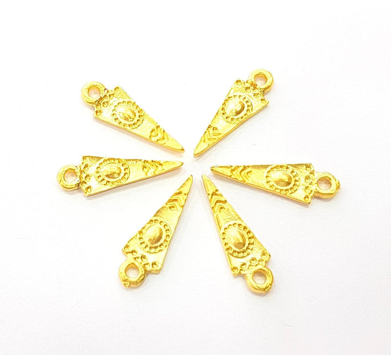 10 Gold Charm Ethnic Charm Tribal Charms Gold Plated Charms  (20x6mm)  G8508