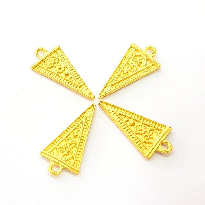 4 Gold Triangle Charm Gold Plated Charms  (25x12mm)  G8799