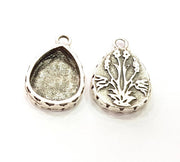 6 Silver Pendant Blank Bezel Base Setting Necklace Blank Resin Blank Mountings Antique Silver Plated  (16x12mm  blank )  G8510