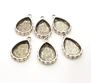 6 Silver Pendant Blank Bezel Base Setting Necklace Blank Resin Blank Mountings Antique Silver Plated  (16x12mm  blank )  G8510