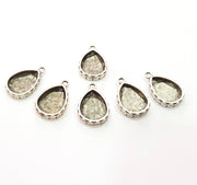 6 Silver Pendant Blank Bezel Base Setting Necklace Blank Resin Blank Mountings Antique Silver Plated  (16x12mm  blank )  G8510