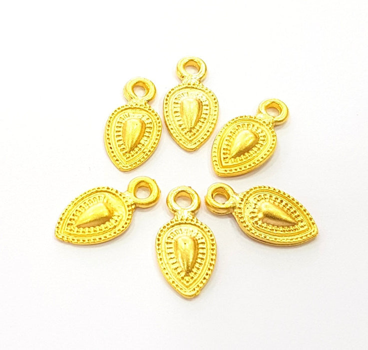 10 Gold Charm Gold Plated Charms  (16x8mm)  G8514