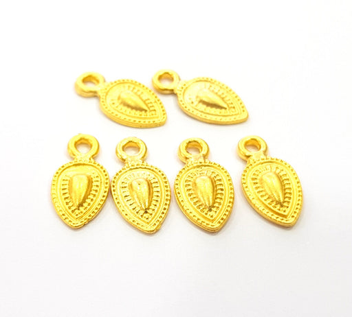 10 Gold Charm Gold Plated Charms  (16x8mm)  G8514