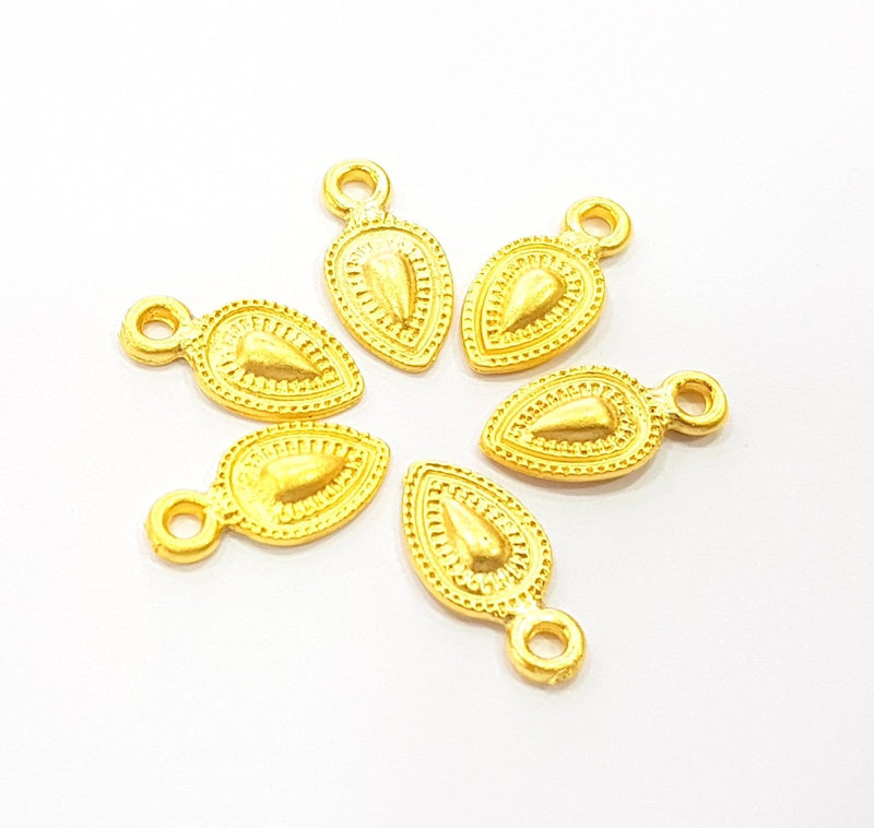 10 Gold Charm Gold Plated Charms  (16x8mm)  G8514