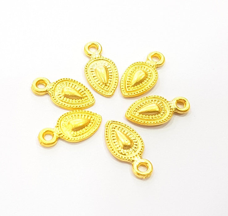 10 Gold Charm Gold Plated Charms  (16x8mm)  G8514