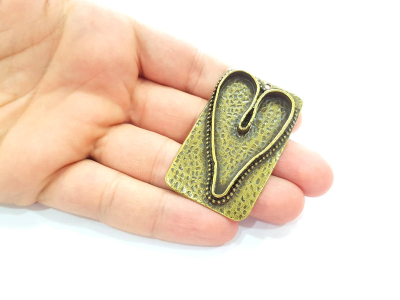 Antique Bronze Pendant Blank Bezel Base Setting Necklace Blank Resin Blank Mountings Antique Bronze Plated Brass ( 56x33mm )  G8519