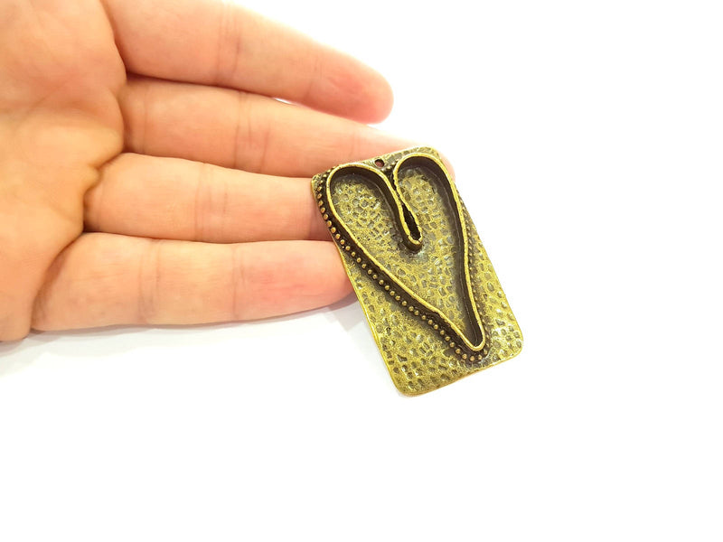 Antique Bronze Pendant Blank Bezel Base Setting Necklace Blank Resin Blank Mountings Antique Bronze Plated Brass ( 56x33mm )  G8519