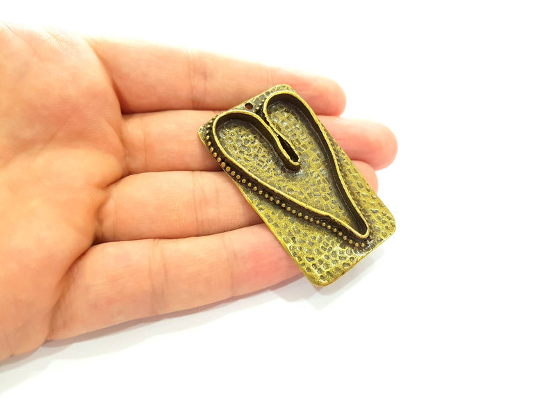 Antique Bronze Pendant Blank Bezel Base Setting Necklace Blank Resin Blank Mountings Antique Bronze Plated Brass ( 56x33mm )  G8519