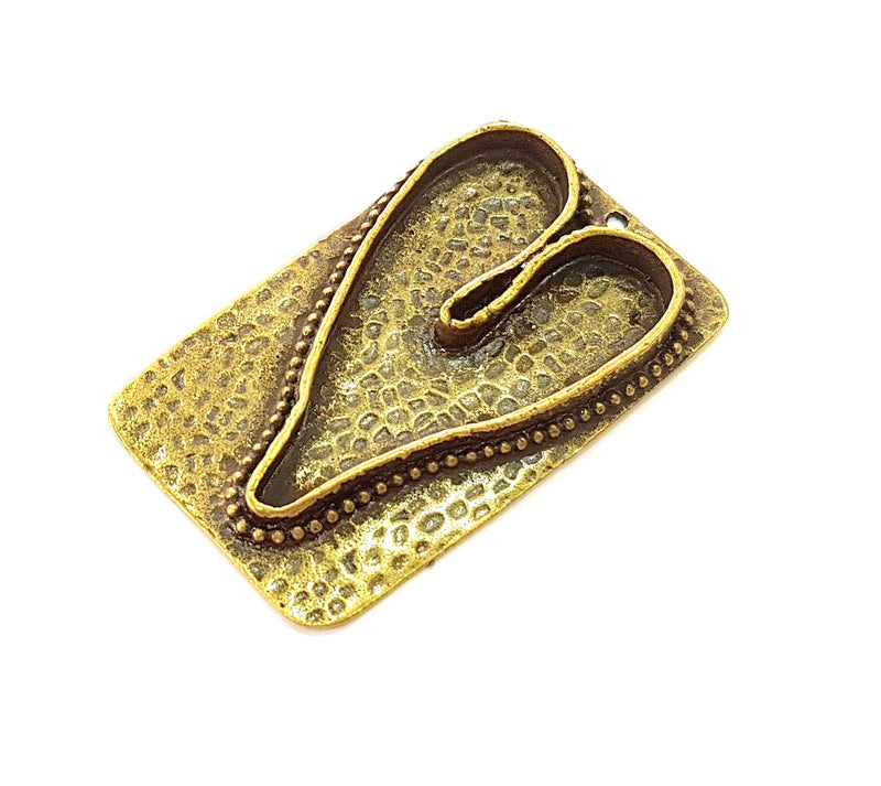 Antique Bronze Pendant Blank Bezel Base Setting Necklace Blank Resin Blank Mountings Antique Bronze Plated Brass ( 56x33mm )  G8519