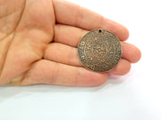 Antique Copper Medallion Pendant Antique Copper Plated Pendant (37mm) G8525