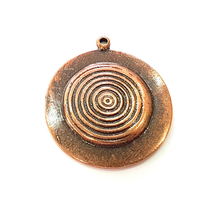 2 Antique Copper Medallion Pendant Antique Copper Plated Pendant (32mm) G8526