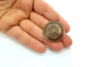 2 Antique Copper Medallion Pendant Antique Copper Plated Pendant (32mm) G8526