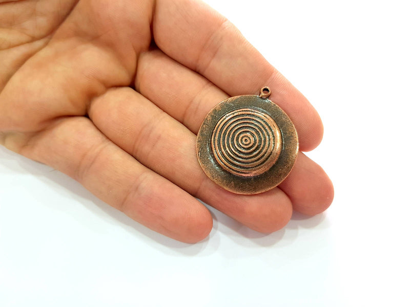 2 Antique Copper Medallion Pendant Antique Copper Plated Pendant (32mm) G8526