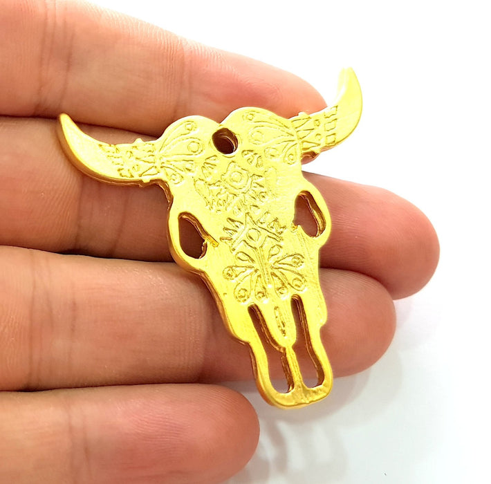 Ox Head Skull Pendant Gold Pendant  Pendant Gold Plated Pendant (48x47mm)  G8531