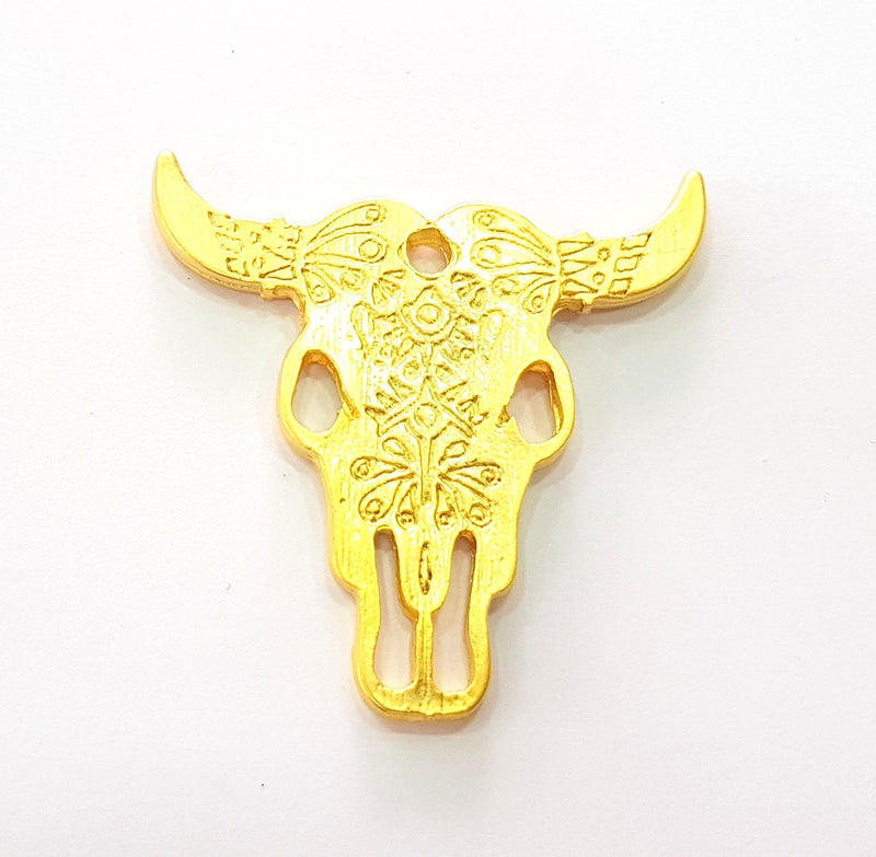 Ox Head Skull Pendant Gold Pendant  Pendant Gold Plated Pendant (48x47mm)  G8531