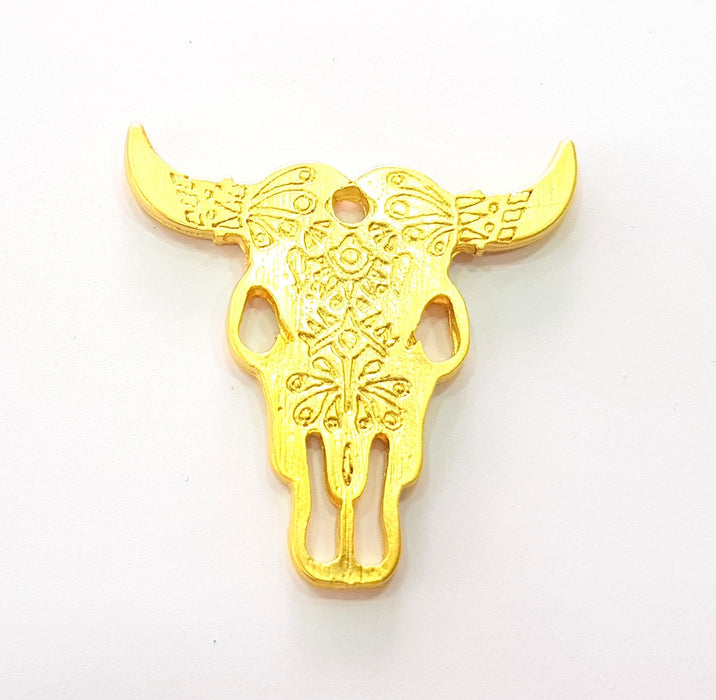 Ox Head Skull Pendant Gold Pendant  Pendant Gold Plated Pendant (48x47mm)  G8531