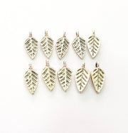 20 Leaf Charm Silver Charms Antique Silver Plated Charms (17x7mm) G8532