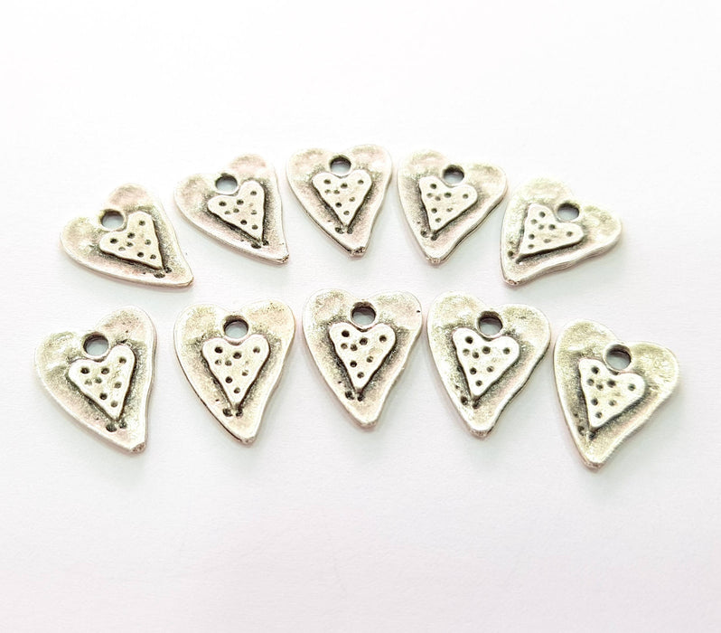 20 Heart Charm Silver Charms Antique Silver Plated Charms (15x11mm) G8533