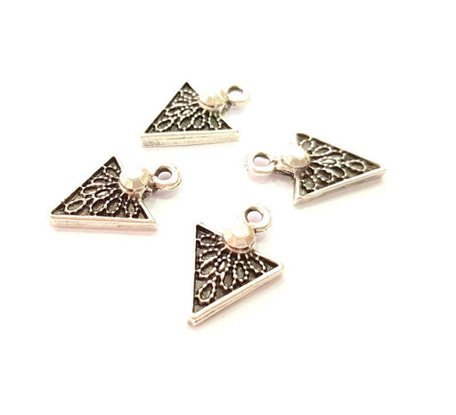 50 Silver Triangle Charms Antique Silver Plated Charms (17x11mm) G8227