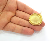 Raw Brass Pendant Blank Bezel Settings Base Blank Mountings Necklace Blank Cabochon Base Resin Blank (25mm blank) G8232