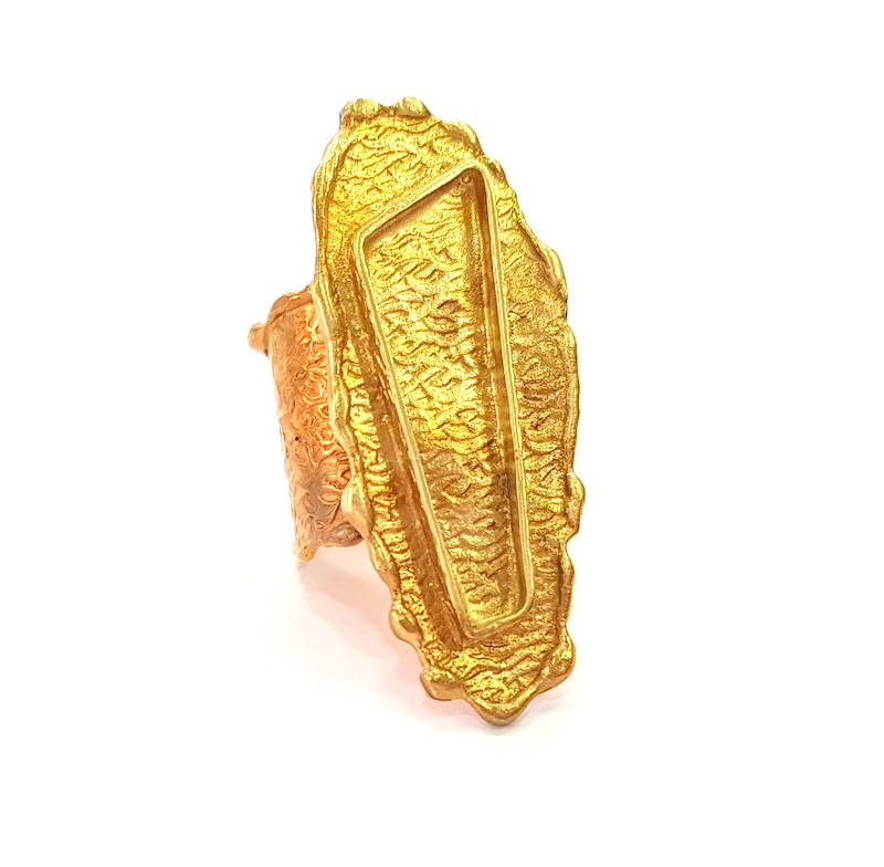 Raw Brass Ring Blank Bezel Settings Cabochon Base Mountings Adjustable Resin Blank  (32x10x6mm Blank) G8233